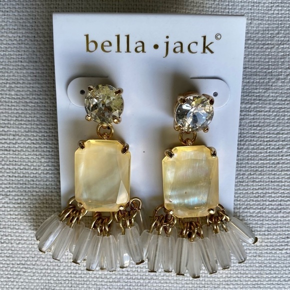Bella Kate Jewelry - BELLA JACK Post Dangle Earrings Honey Gold/Clear New